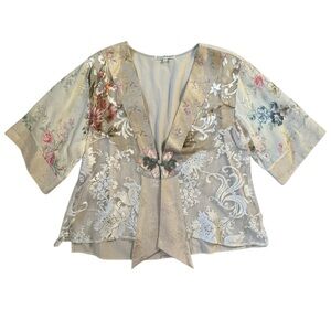 Vintage Y2K Spencer Alexis Kimono Style Cardigan Lace Jacquard Cottagecore